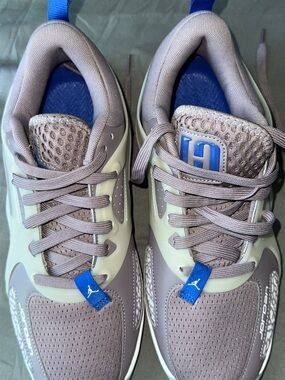 Jordan Women's Athletic Shoes in Taupe, Cream & Blue